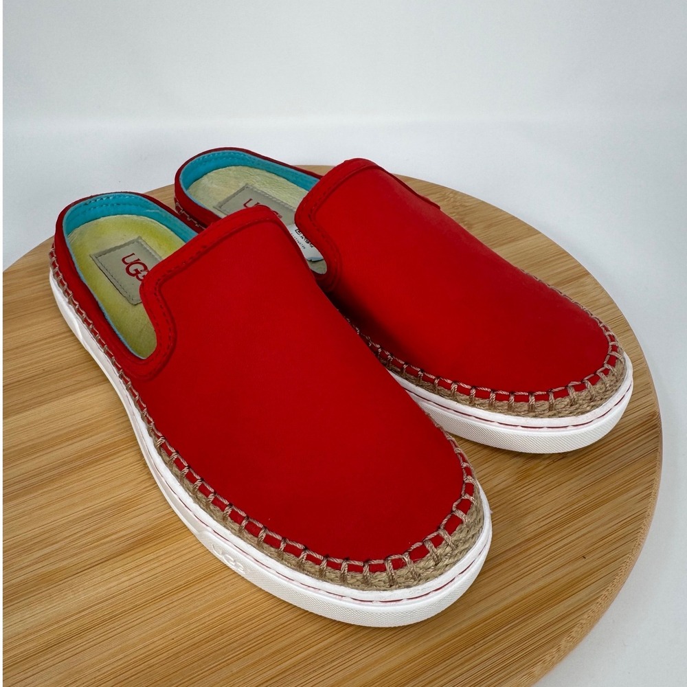 UGG Cas Red Suede Espadrille Mules Slip On Slides 1010102 Womens Size 8